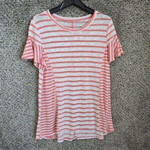 Lane Bryant Top Womens‎ Plus 14/16 Pink Striped Scoop Neck Rayon Blend Ladies
